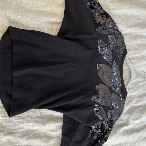 Vintage Black Sequin lambswool Embellished sweater Top M - Picture 2 of 5